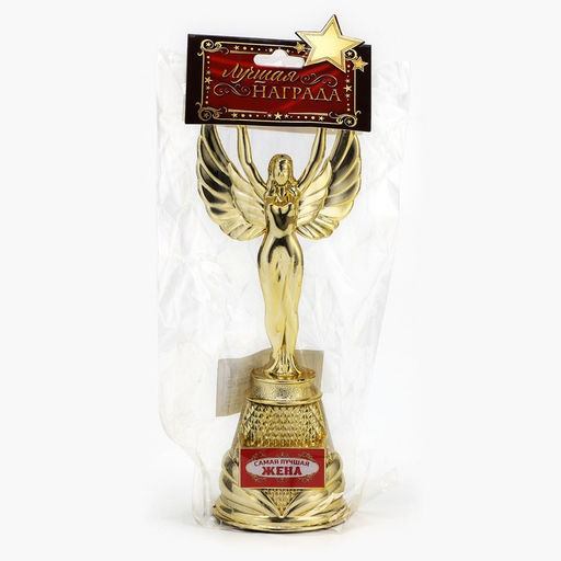 Кубок наградная фигура Ника Самая лучшая жена, пластик, золото, 19.5 см