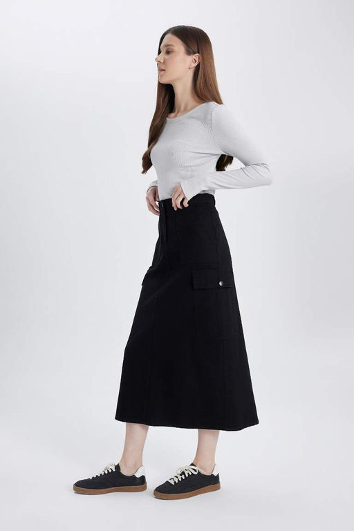 Длинная юбка из габардина карго - Defacto фото 6