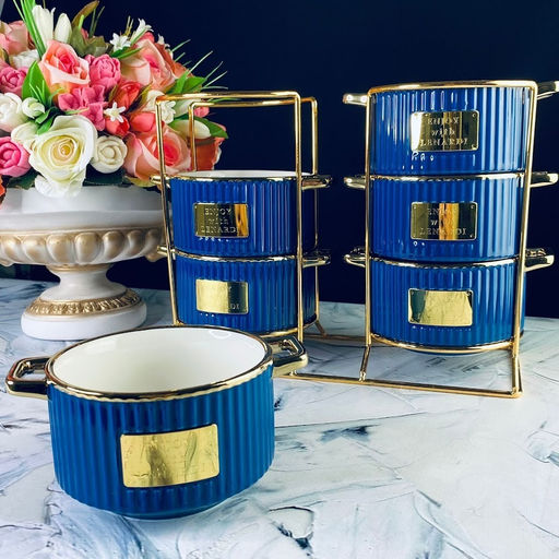 106-337 Набор из 6 бульонниц 500мл MULTICOLOR на подставке в под.уп.(х8)Фарфор - Lenardi фото 2