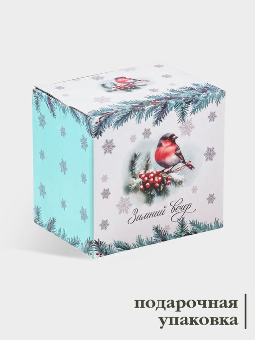 Кружка новогодняя Доляна Зимний вечер, 300 мл, фарфор, белая