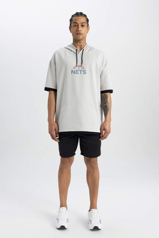 DeFactoFit НБА Brooklyn Nets Oversize футболка с короткими рукавами и капюшоном  фото 2