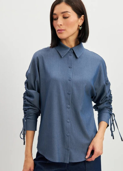 Блузка тонкая джинса OD-858-4 темный джинс OD-858-4 - Tantino фото 20