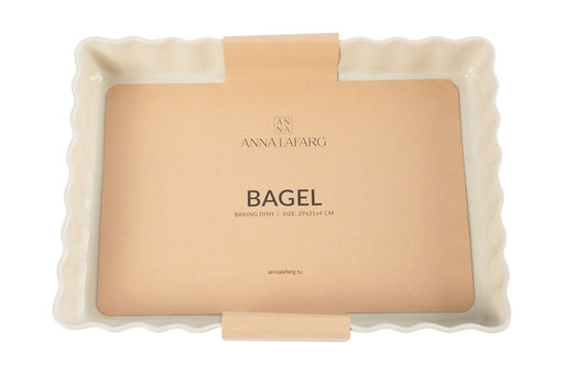 Форма для запекания, 29х21 см, керамика, прямоугольная, бежевая, Ребристый край, Bagel - Anna lafarg фото 3