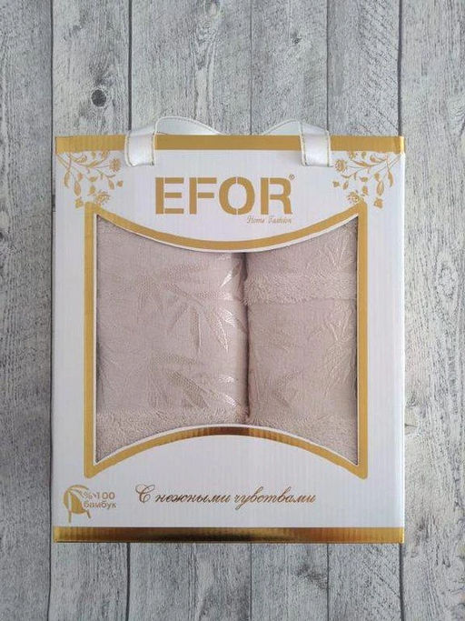 Набор полотенец EFOR YAPRAK из 2х пр. (50*90,70*140) 100% бамбук (кремовый)