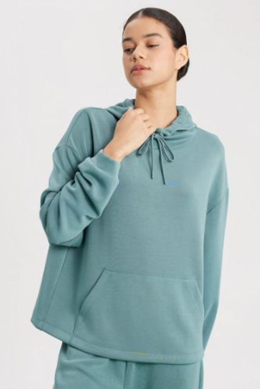 DeFactoFit Oversize Genis Kal?p Premium Kapusonlu Kanguru Cepli Sporcu Sweatshirt