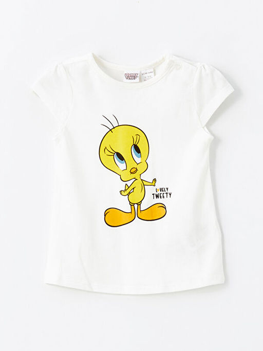 Bisiklet Yaka Tweety Bask?l? K?z ?ocuk Pijama Tak?m?