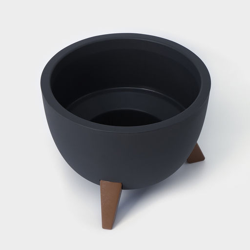 Кашпо для цветов на ножках «Флориан», 5.5 л (4.2 л), d=25 см, h=18.5 см, со вставкой, цвет графитовый