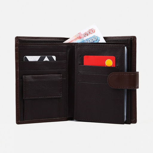 Обложка на кнопке, для автодокументов, паспорта, карт, купюр, цвет коричневый - Simaland фото 5