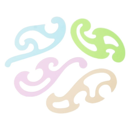 Цена за 3 шт. Набор лекал Calligrata, 4 штуки, прозрачные, цветные, МИКС