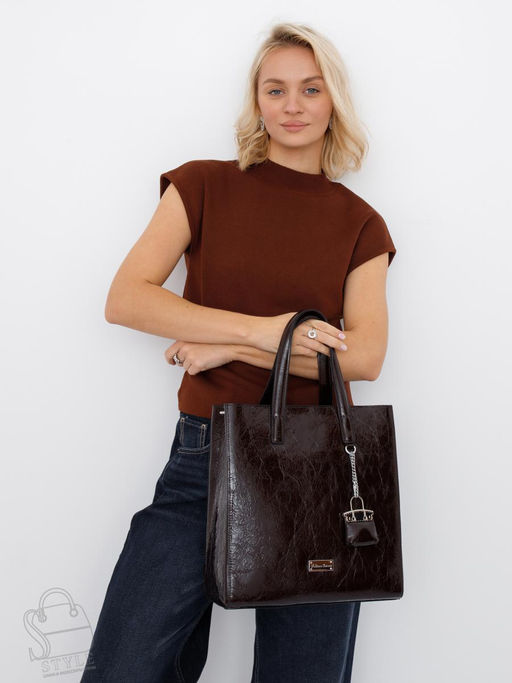 Сумка женская кожаная 91147-1SP coffee Velina Fabbiano-Safenta в Новосибирске