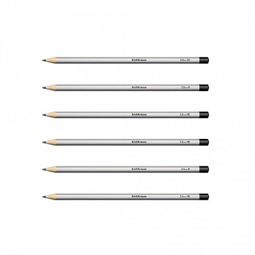 Цена за 24 шт. Набор из 6 чернографитных карандашей ErichKrause Art, шестигранных, 2H, H, HB, HB, B, 2B (в коробке)