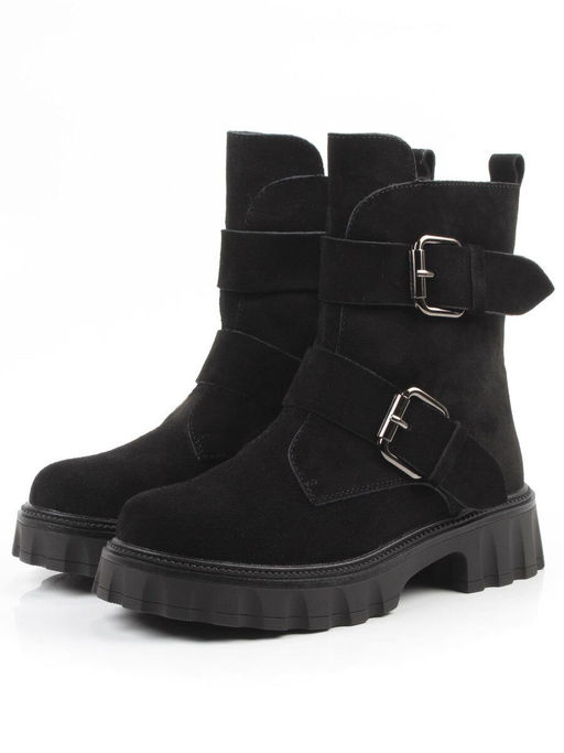 04-PAX40-2Z BLACK Ботинки зимние женские (натуральная замша, 100% шерсть) размер 38 маломерит на пол