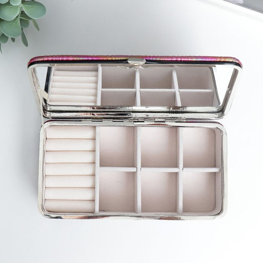 Шкатулка кожзам для украшений Полосы.Текстура. Красная переливы 6х9,8х18,5 см - Simaland фото 3