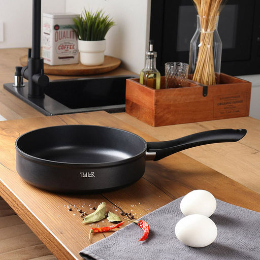 Сковорода с антипригарным покрытием д24см Flavour h6,5см, дно s4,5мм, глубокая, кованный алюминий, бакелитовая ручка, TalleR (Китай) Подходит для всех видов плит, включая индукционную. - Домашняя мода фото 3