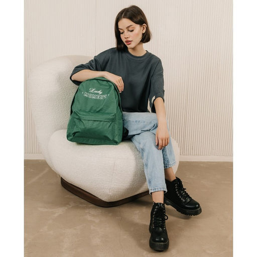 Рюкзак текстильный Lucky moment, с карманом, 29х12х40 зелёный - Nazamok фото 10