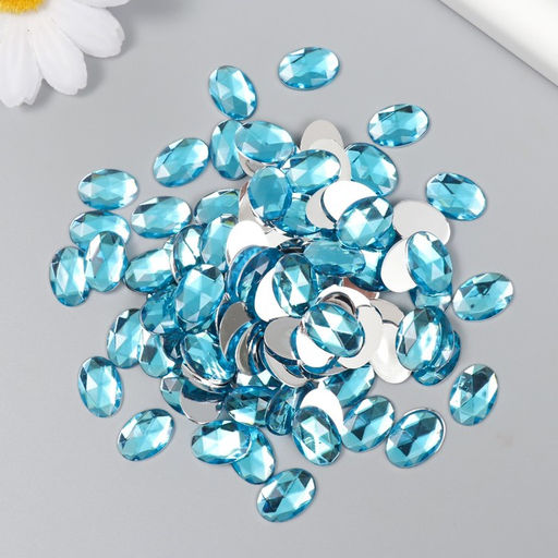Декор для творчества пластик Стразы овал. Голубая вода набор 150 шт 1х1,4 см - Арт узор фото 3