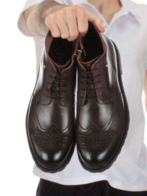 01-H9053-B1-SW5 BROWN Ботинки демисезонные мужские (натуральная кожа) - Фабричный китай фото 2