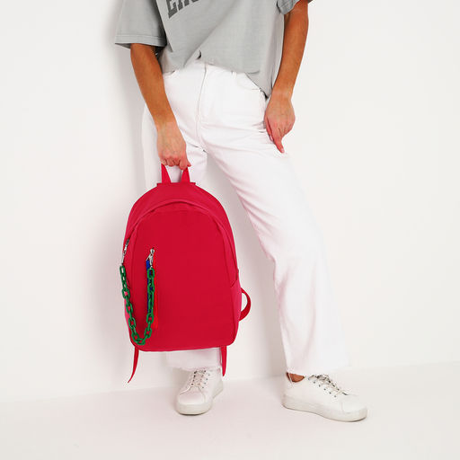 Рюкзак текстильный с карманом, розовый, 45х30х15 см - Nazamok фото 6