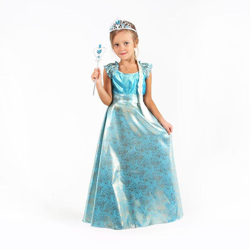 Карнавальный костюм Элла, платье, плащ, диадема, жезл, коса, р. 32, рост 122-128 см - Страна карнавалия фото 2