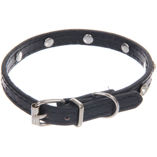 Цена за 4 шт. Ошейник для собак и кошек со стразами "На стиле", цвет черный, 1см, размер XS, 20*25см (лейбл)