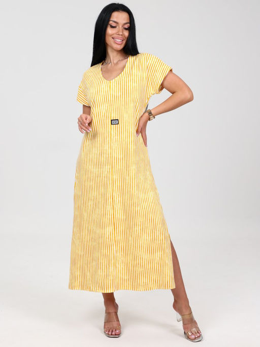 631 ПЛАТЬЕ ЖЕНСКОЕ (Желтый/полоса) - А-дина фото 2
