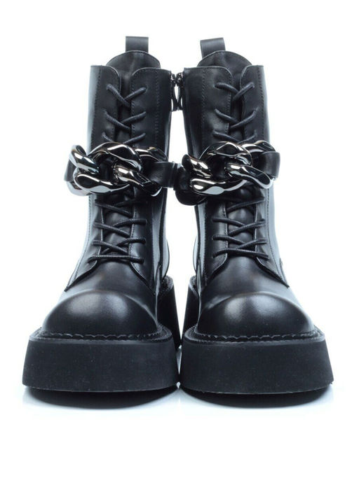 01-CYX03-1 BLACK Ботинки демисезонные женские (натуральная кожа, байка)