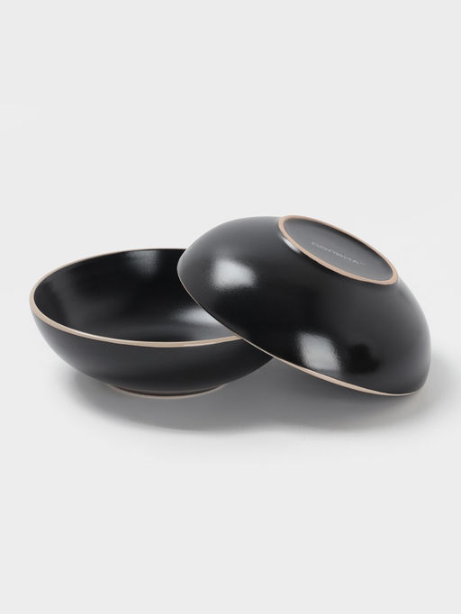 Набор тарелок Доляна Ваниль, 18 предметов: 6 тарелок d=19 см, 6 тарелок d=27 см, 6 мисок d=19 см, керамика, чёрный