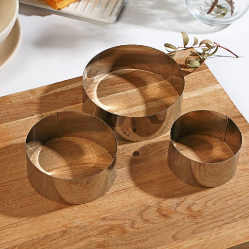 Формы для выкладки и выпечки KONFINETTA Круг, набор 3 шт., d=8 см, d=10 см, d=12 см, нержавеющая сталь, серебристый  фото 3