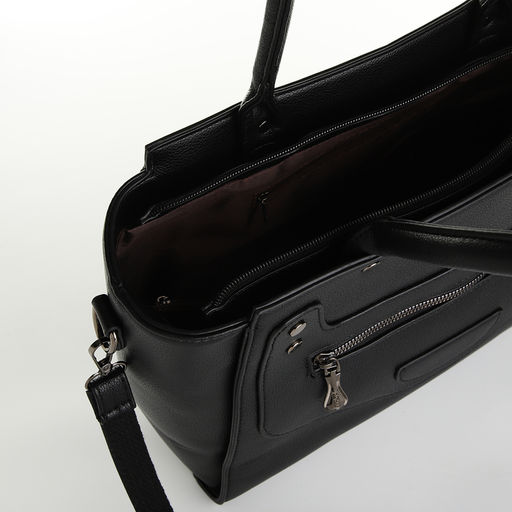 Сумка женская тоут, на молнии, цвет чёрный - Simaland фото 6