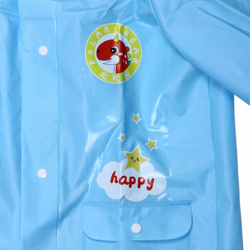 Дождевик-плащ детский "Рокки-Динозаврик" с капюшоном, рукава на резинке, цвет голубой, размер L(68*50см) ДоброСад