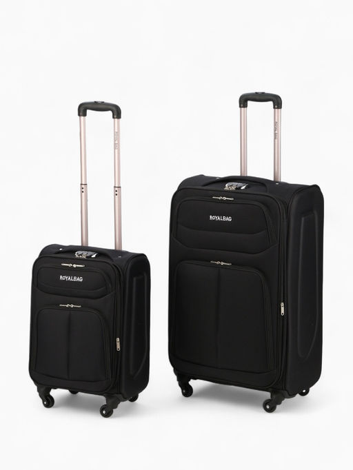 Чемодан на колёсах Royalbag большой 104 л (L), на молнии, с увеличением, кодовый замок, 4 колеса, чёрный