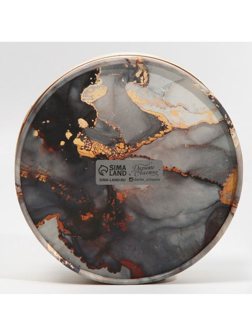 Коробка для макарун, кондитерская упаковка тубус с окном, «Мрамор» 16×16×5 см