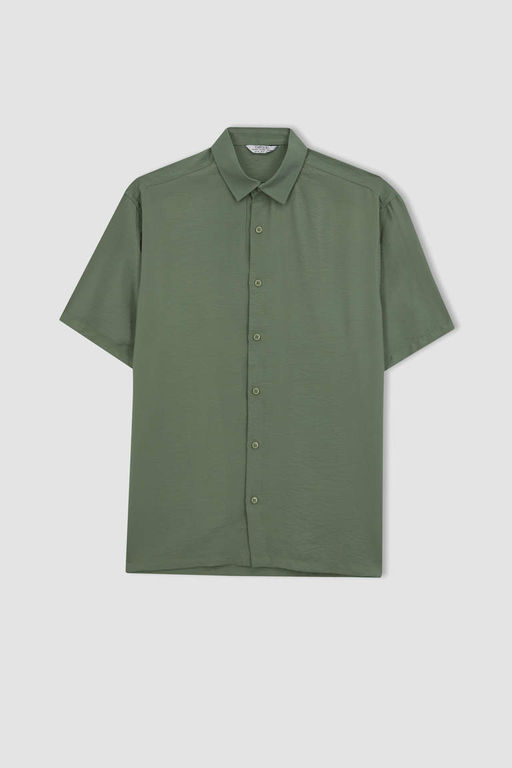 Рубашка из поплина с коротким рукавом стандартного кроя - Defacto фото 7