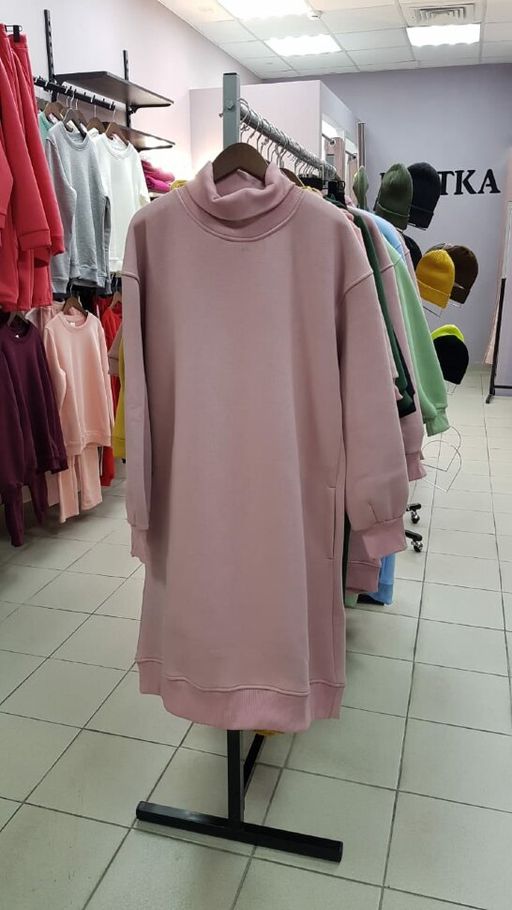 Платье утепленное футер 3хнитка начес пенье, пудра - Knitka wear фото 4