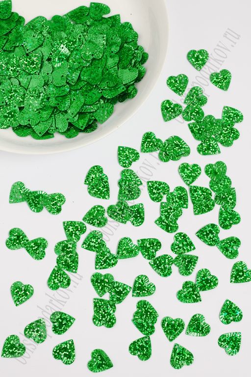 Пайетки "Сердечки" 16*15 мм/50 гр (SF-1141) зеленый