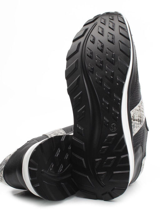 03-C129-1 BLACK Кроссовки женские (натуральная кожа)