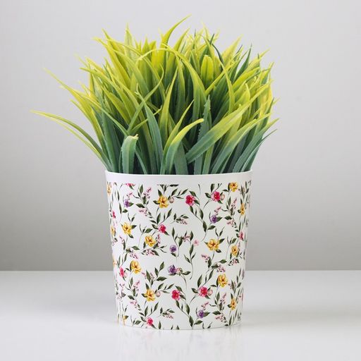 Кашпо для цветов «Цветы», 1.6 л, d=14 см, h=14 см, пластиковое