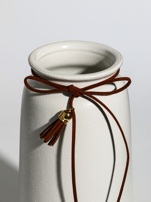 Ваза для цветов «Шерон», классика шнур, 20×9.5×8 см, керамика, белая