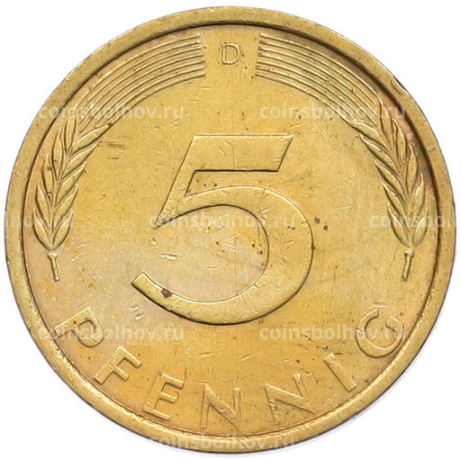 Монета 5 пфеннигов 1971 года D Западная Германия (ФРГ)