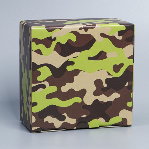 Коробка подарочная сборная, упаковка, «Милитари», 15 х 15 х 7 см