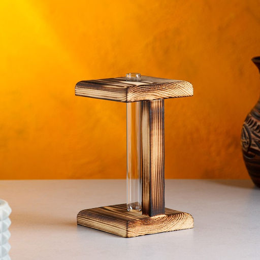 Кашпо деревянное 9916 см с 1 колбой Квадрат, обжиг Дарим Красиво  фото 4