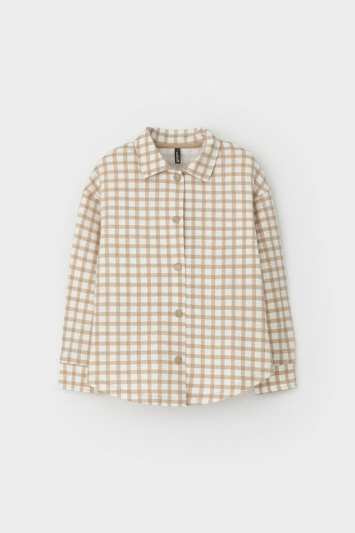 КР 302559/бежевая клетка на сахаре к567 рубашка для дев - Crockid фото 3