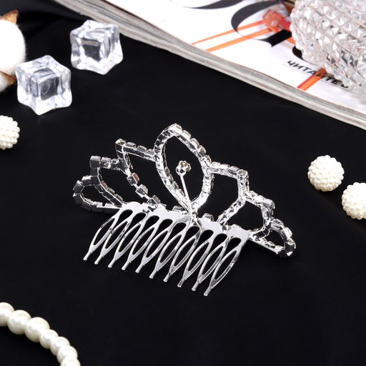 Диадема для волос «Медея», каприз, 8.5×5 см, серебро