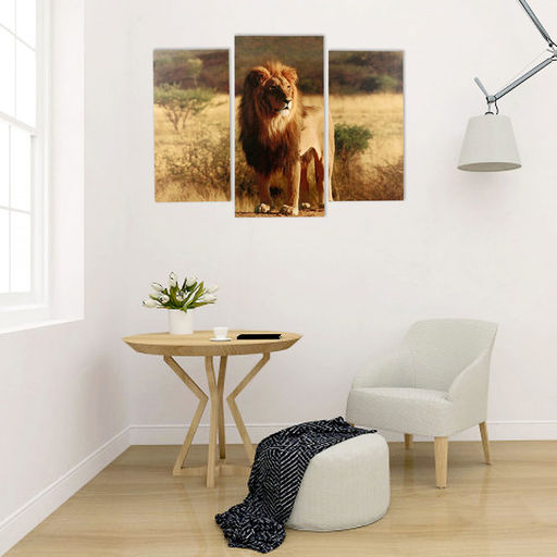 Модульная картина «Король саванны», (2-25×50, 30×60 см), 60×80 см