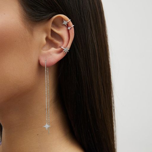 Серебряный кафф со звездой и фианитами