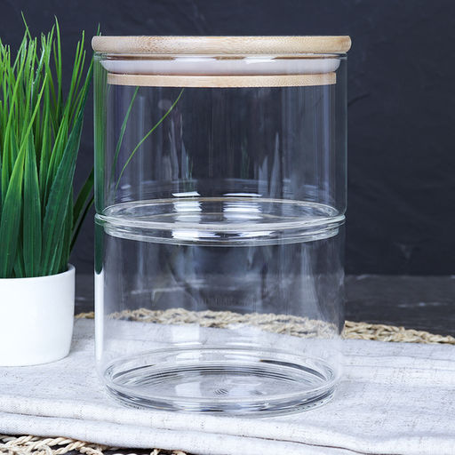 Банка для хранения 2-х ярусная бамбуковая крышка 8 см / LCSC22-8/уп 40/ - Галеонтрейд фото 8