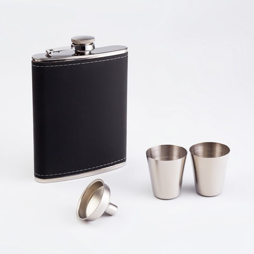 Подарочный набор 4 в 1: фляжка 240 мл, 2 стопки, воронка, черный - Simaland фото 2