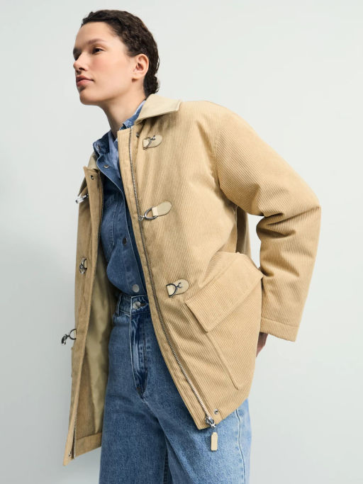 Вельветовое полупальто на застежках-карабинах / Zarina  фото 8