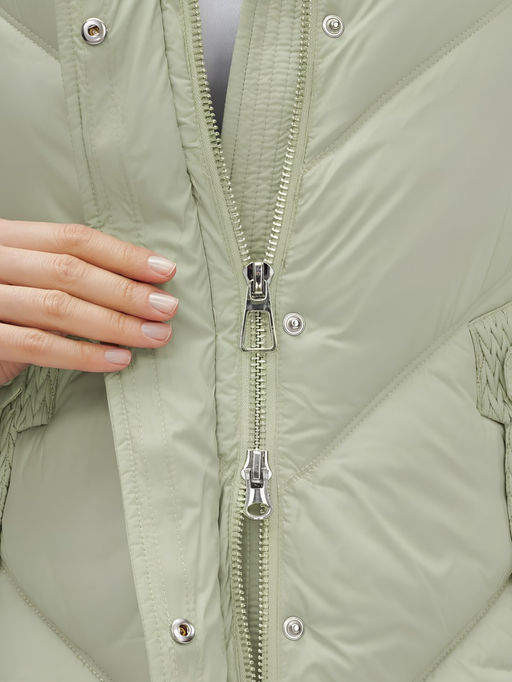 Куртка зимняя женская из овчина стильная и модная салатового цвета 7348Sl