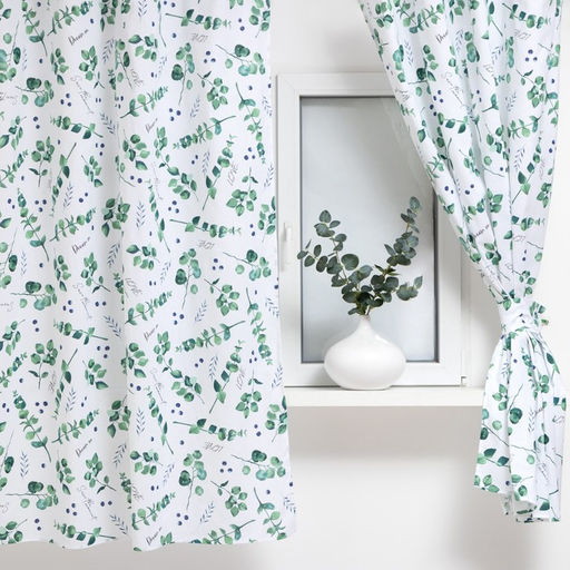 Шторы для кухни Доляна Eucalyptus 150*180 см- 2 шт, подхваты - 2 шт, 164г/м2, 100% хл  фото 2